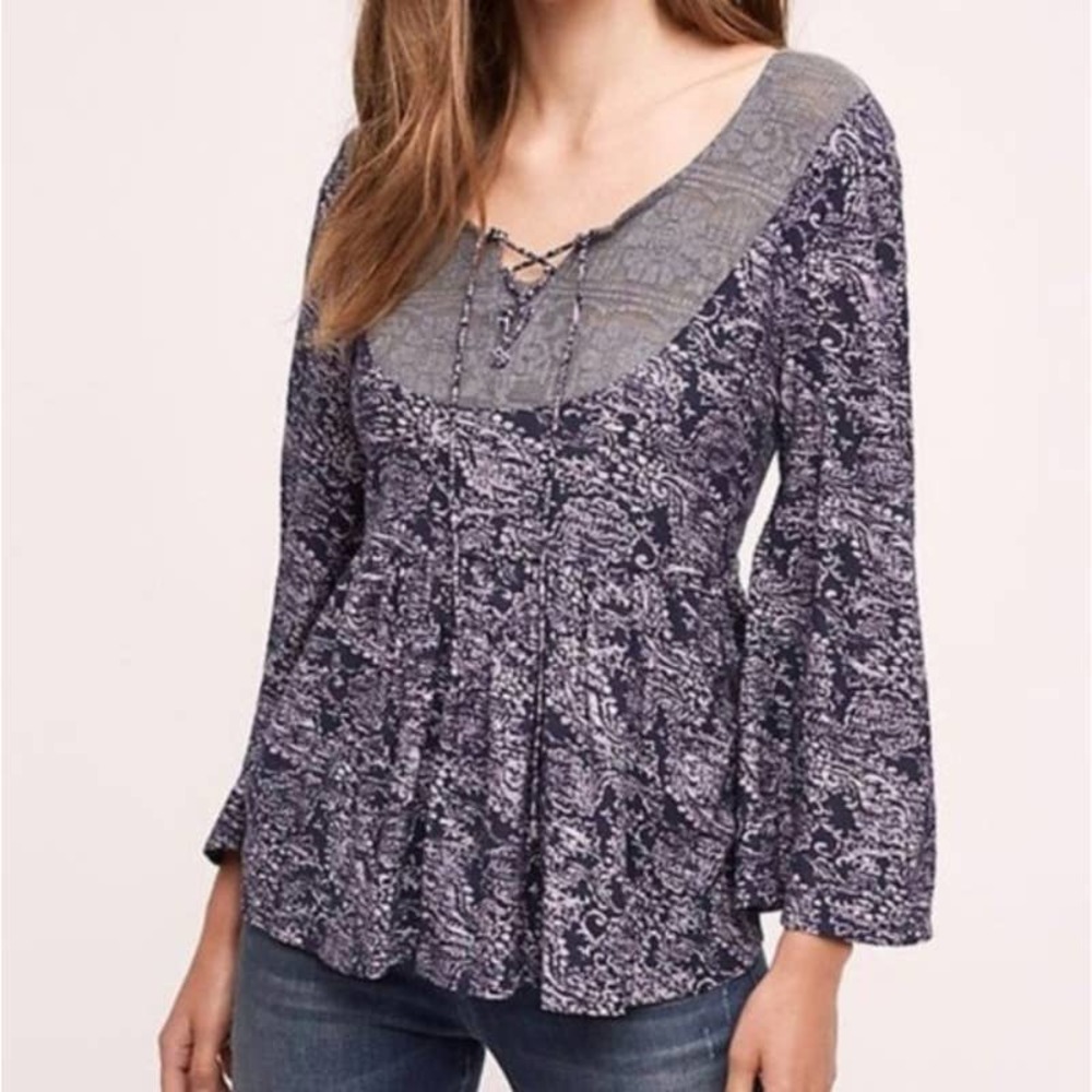 ANTHROPOLOGIE Blue Akemi Kin Marcella Boho Blouse Sz M - Picture 8 of 8